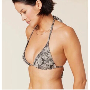 Andie Swim Size Medium‎ Black Snake Snakeskin The String Bikini Triangle Top NWT
